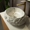 20" Irregular Oval Resin Bathroom Sink with Stone Pattern, Modern Vessel Basin for Bathroom Vanity – The Pop Home - 3 of 4