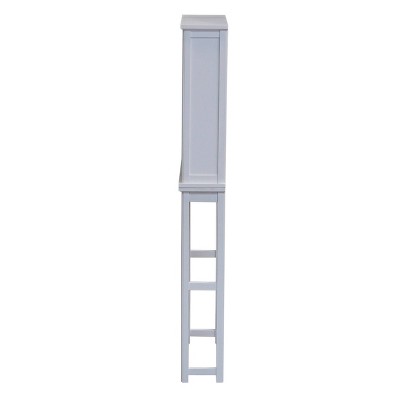 White Wood Adjustable Over-the-Toilet Storage Cabinet with Doors
