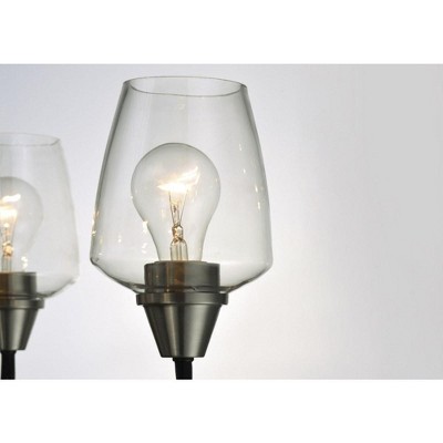 Elegant Mini Goblet 3-Light Chandelier in Black and Satin Nickel