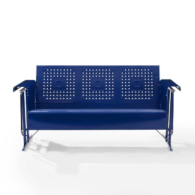 Navy Blue Metal 3-Seat Outdoor Sofa Glider