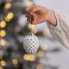 Whisen D3.9X4.3"H Christmas Ball Ornaments, Glass Decorative Hanging Ball Christmas Tree Ornaments, Set of 6 - 3 of 4