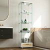 KTMBDW Glass Display Cabinet 4-Shelf with Door and Lock, Curio Cabinets Tempered Glass Floor Standing Bookshelf with Drawer for Bedroom, Living Room - 4 of 4