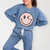 Simply Sage Market S.W.Smiley Pink Smiley Face Grunge Lightweight Garment Dyed Sweatshirt - 2 of 4
