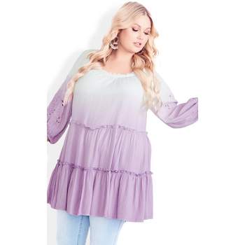 Women's Plus Size Clover Dip Dye Tunic - lavender | AVEOLOGY