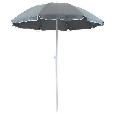 Sunnydaze Outdoor Travel Portable Beach Umbrella with Tilt Function and Push Open/Close Button - 5' - Gray