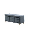 Tufted Bench with Basket Drawers - Ore International - 3 of 4