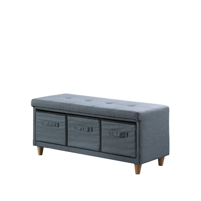 Tufted Bench with Basket Drawers - Ore International, 1 of 6