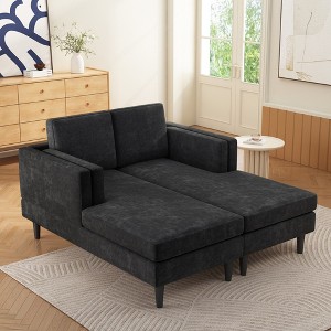 53.5" x 60.6" Chenille Modern Chaise Lounge Sofa with Generous Seating Area, Flexible Layout and Grey Color - 1 of 4