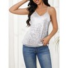 Womens Tank Tops Casual Fashion V Neck Strappy Sequin Sparkle Shimmer Camisole Sleeveless Tanks Tops - 2 of 4
