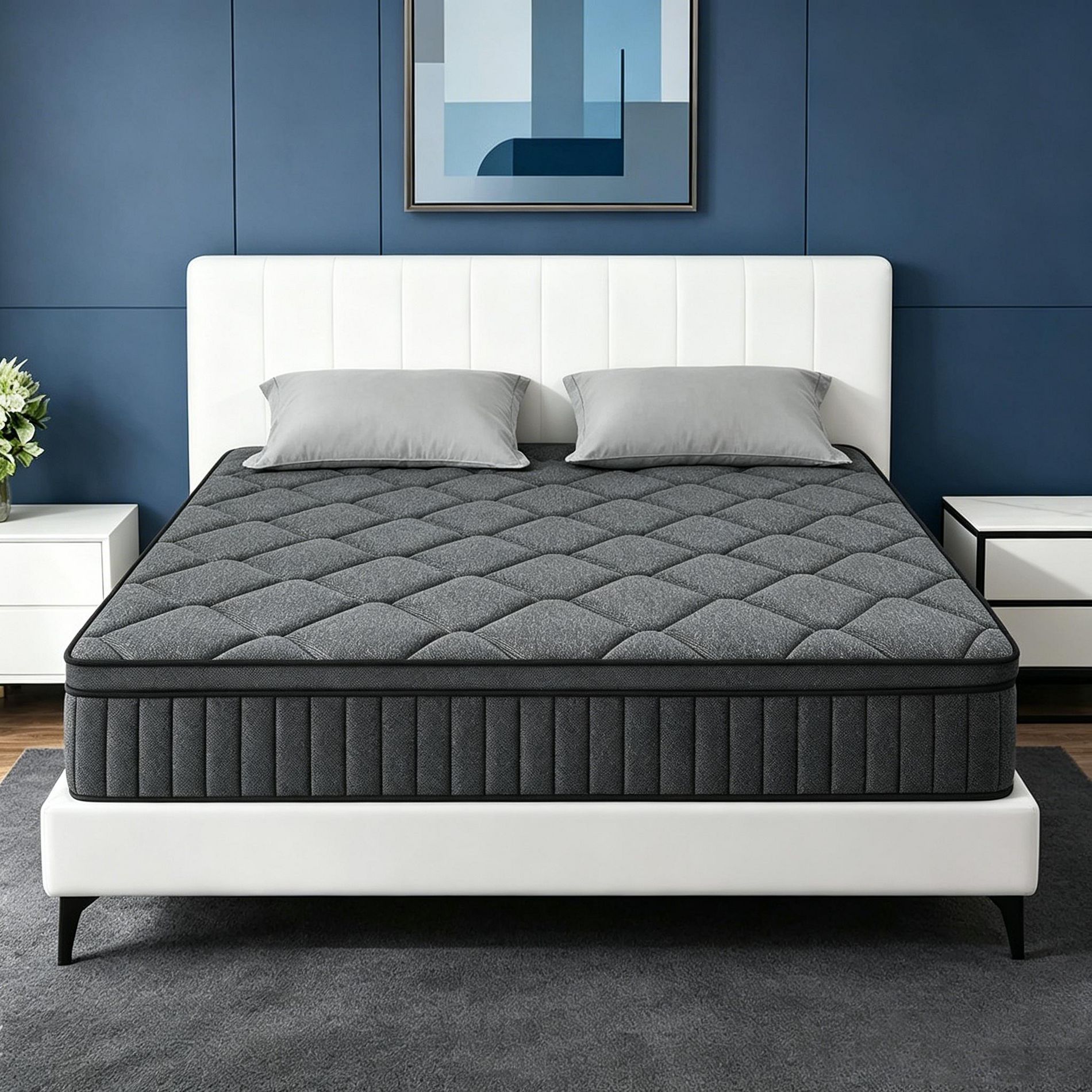 Dyonery 14" Hybrid Memory Foam Mattress in a Box, Pocket Springs for Pressure Relief Support,Medium Firm King Size Mattress Motion Isolation