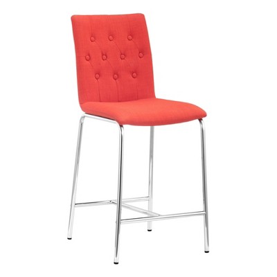 24" Set of 2 Modern Tufted Counter Height Barstools Tangerine - ZM Home