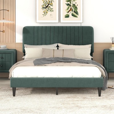 Full Size Upholstered Platform Bed, Green-modernluxe : Target