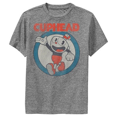 Boy's Cuphead Smile and Wave Distressed Performance Tee