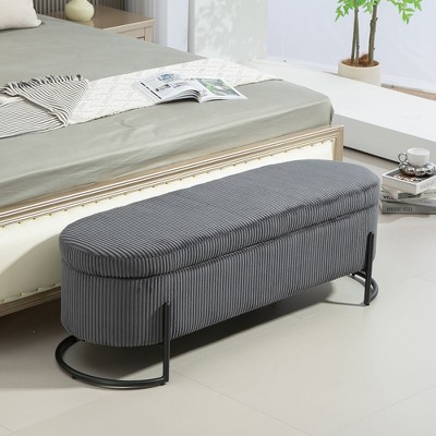 CAVINAS Fabric Storage Ottoman Bench with Wooden Legs,Multi-Purpose Foot Rest,Bed Bench and Hidden Storage Ottoman for Living Room,Bedroom