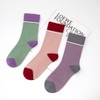 SERISIMPLE Women Viscose Bamboo Womens Crew Socks Dress Chic Colorblock Striped Design Socks 3 Pairs - 4 of 4