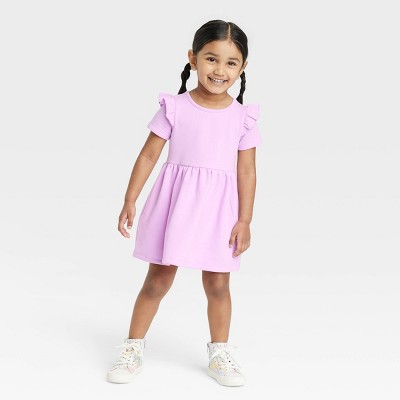 Toddler Girls' Ribbed Short Sleeve Dress - Cat & Jack™ Violet 3T