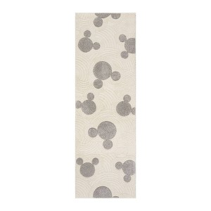 Disney Mickey Mouse Pop Art Modern Geometric High-Low Indoor Kids' Area Rug Gray/Ivory - 1 of 4