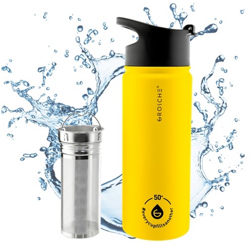 Grosche Chicago Steel 16 Oz. Infusion Water Bottle Insulated Water Bottle  Tea And Fruit Infuser Water Bottle Stainless Steel Flask - Honey Yellow :  Target