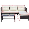 FIONECA 3-Piece Outdoor Wicker Rattan Patio Conversation Set with Cushions, Beige - 2 of 4