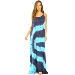 Riviera Sun Womens Maxi Dress  Tie Die Spaghetti Strap Long Sundress  Summer Dresses - 1 of 3