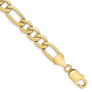 Black Bow Jewelry Men's 10mm 10k Yellow Gold Solid Concave Figaro Chain Bracelet - 1 of 4