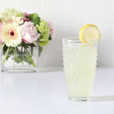 Clear 14.3 oz Hobnail Handmade Glass Tumbler Set of 4