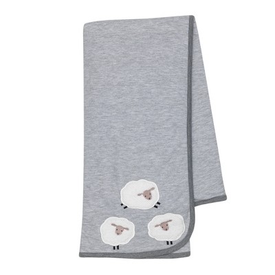 Lambs & Ivy Sleepy Sheep Gray/White Sherpa Baby Blanket