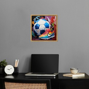 Notoriart Colorful Soccer Sneaker Splash Soccer Wall Art Framed - 1 of 4