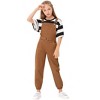 Girls Bib Overalls Kids Jumpsuit & Rompers Solid Denim Long Pants with Pockets & Belt 3-12Y - 4 of 4