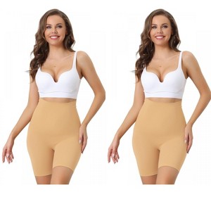 Allegra K Women's High Waisted Breathable Comfortable Stretchy Slimming Tummy Control Panties 2 Packs - 1 of 4