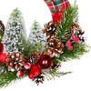 Northlight Frosted Trees and Pinecone Plaid Artificial Christmas Wreath - 13.5" - Unlit - 4 of 4