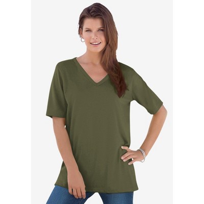 Roaman's Women's Plus Size Ultimate V Neck Tee