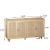 CAVINAS Rustic Rattan Decorative Sideboard Cabinet with 4 Doors & 5 Legs,Functional Buffet Cabinet with Storage for Kitchen,Dining Room - 4 of 4
