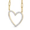 Haus of Brilliance 14K Yellow Gold Plated Silver 1/4 Ctw Diamond Heart with Paperclip Chain Pendant - 3 of 4