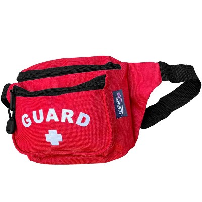 Kemp Lifeguard Fanny Pack/Hip Pack with GUARD Logo - Water-Resistant and Durable Waist Bag for Medical Supplies & Lifeguard Gear - Red