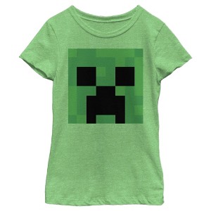 Girl's Minecraft Creeper Face T-Shirt - 1 of 4