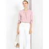 INSPIRE CHIC Women's Work Office Keyhole Pleated Front Ruched 3/4 Sleeve Chiffon Blouse - 2 of 4