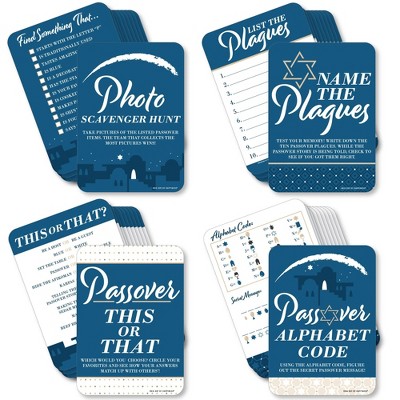 Big Dot of Happiness Happy Passover - 4 Pesach Party Games - 10 Cards Each - Gamerific Bundle