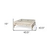 HomeRoots 44" Off White Clear And Gold Solid Wood Glass And Iron Storage Coffee Table - 3 of 4