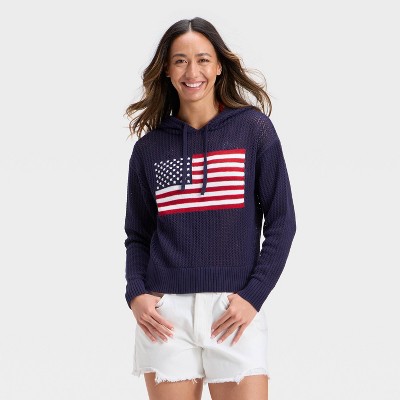 Women's Open Stitch Hooded Pullover Sweater - Universal Thread™