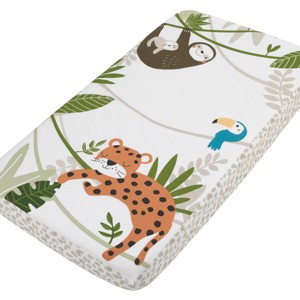 NoJo Jungle Gym Green, Brown, and Grey 100% Cotton Photo Op Nursery Fitted Crib Sheet - 1 of 4