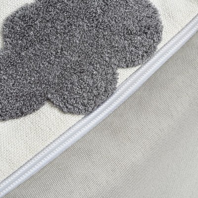 Cumulus Cream White Embroidered Pouf with Micro Bead Filling