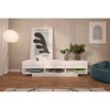 Nexera Stereo TV Stand for TVs up to 80": Modern White, 3 Drawers, Open Storage Spaces - 3 of 4