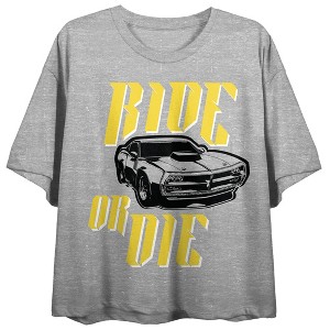 Fast & Furious Franchise Ride or Die Women's Heather Gray Short Sleeve Crop Top - 1 of 4