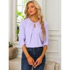 INSPIRE CHIC Women's Work Office Keyhole Pleated Front Ruched 3/4 Sleeve Chiffon Blouse - 2 of 4