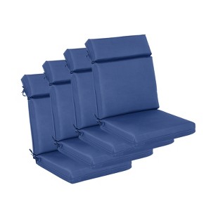 Aoodor 4Pcs Outdoor High Back Dining Chair Cushion Set, Fade and Water Resistant Polyester Fabric Cover with Ties and Zipper - 1 of 4