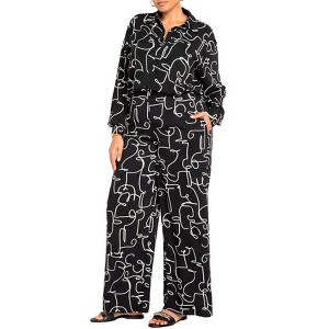 ELOQUII Women's Plus Size Printed Wide Leg Pant - 1 of 4