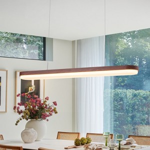 LLHZSY Walnut Color LED  Linear Pendant Chandelier 38 3/5" Modern Island Pendant Ceiling Fixtures - 1 of 4