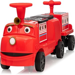 2-Seater Ride On Train Trackless,12 V Kids Car with Height-Adjustable Seat, Locomotive, Carriage, Extra Storage - 1 of 4