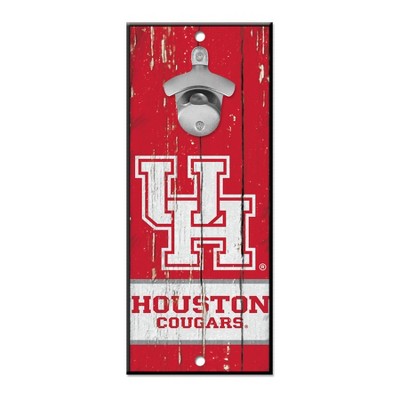 NCAA Houston Cougars 11"x5" Bottle Opener Wood Sign